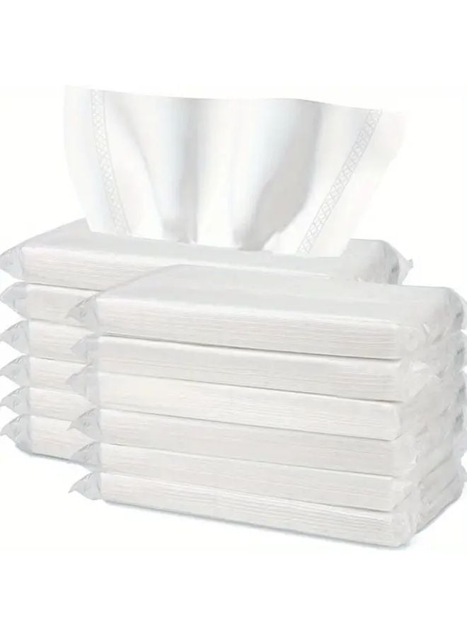 عبوة مناديل الوجه البيضاء 10 عبوات 500 ورقة مناديل وجه يمكن التخلص منها للسفر - Image 4