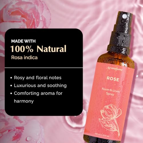 Aromafume Rose Room Linen Pillow Spray by Aromafume 100ml338 fl oz with Pure Rose Essential Oil Aromatherapy Spray Mist for Bedding Fabrics - Image 3