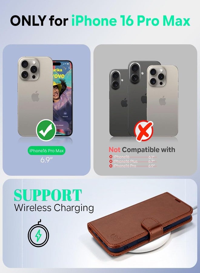 OCASE for iPhone 16 Pro Max Case, PU Leather Wallet, Magnetic Flip Folio Cover with RFID Blocking, Card Holders, Shockproof TPU, and Kickstand for 6.9 Inch iPhone 16 Pro Max (2024), Dark Brown - Image 2