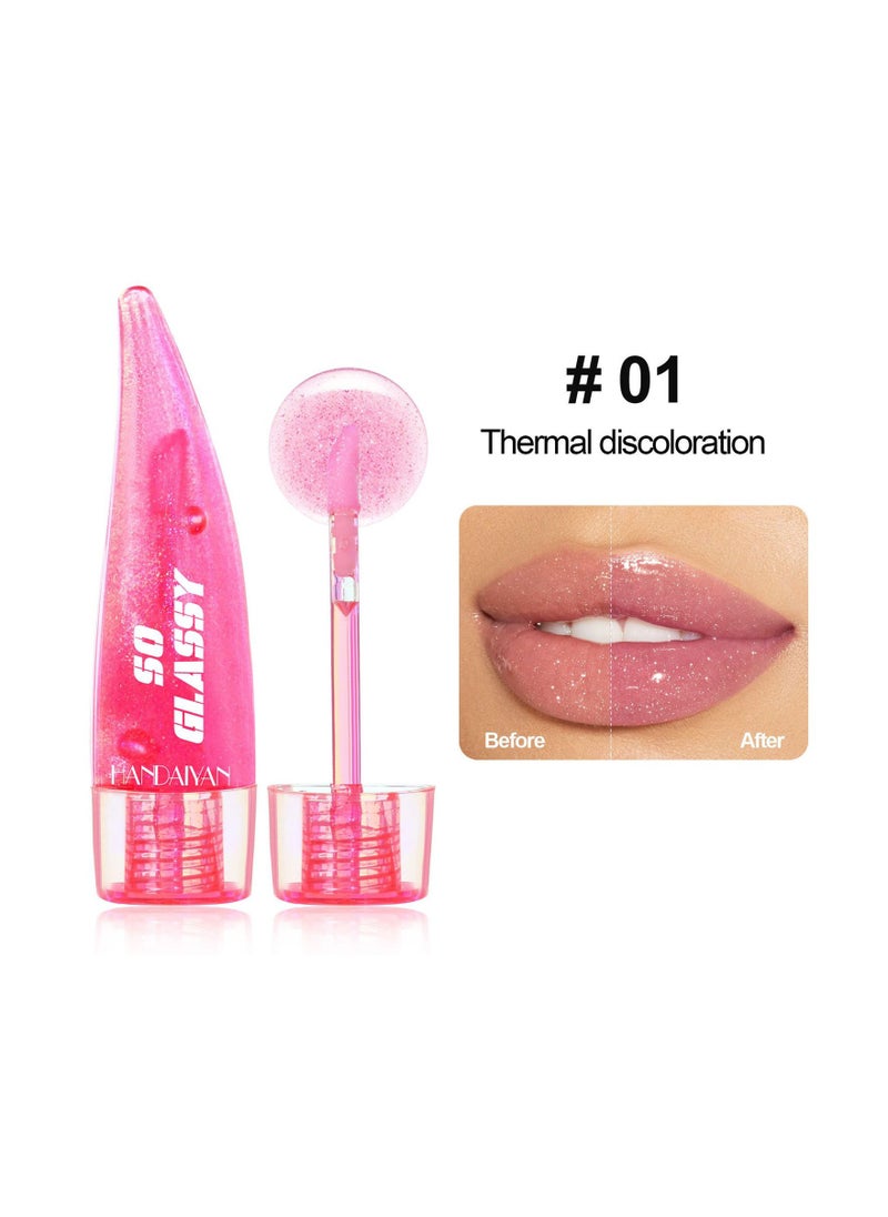 Lip Gloss Set Color Changing lips Oil Liquid Lipstick Essence Long Lasting Hydrating Temperature Change With Hyaluronic Acid Light High Shine Finish Moisturizing Non Sticky Mirror Pearlescent Kit