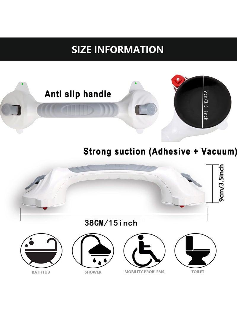 15 Inch Suction Shower Grab Bar, Anti-Slip Safety Handle for Seniors and Elderly, Bathroom Support with Easy Indicators, 1 Pack - Image 2