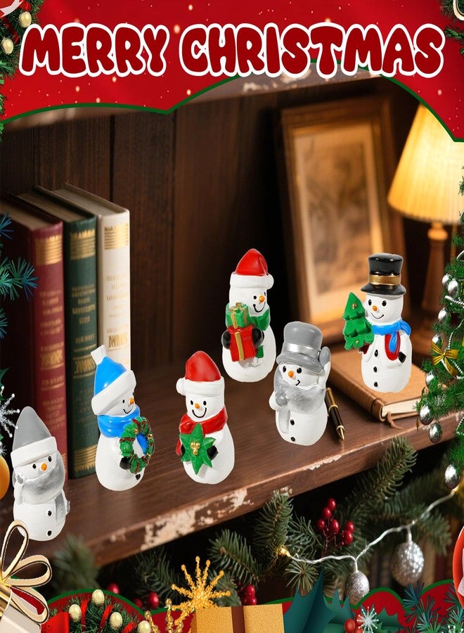 Bbiamsleep 2 Inch Christmas Snowman Figurines, Set of 6 Mini Resin Snowman Figurine Assorted Styles Christmas Miniature Ornaments for Fairy Garden Xmas Snow Globes Home Winter Village Decor - Image 5
