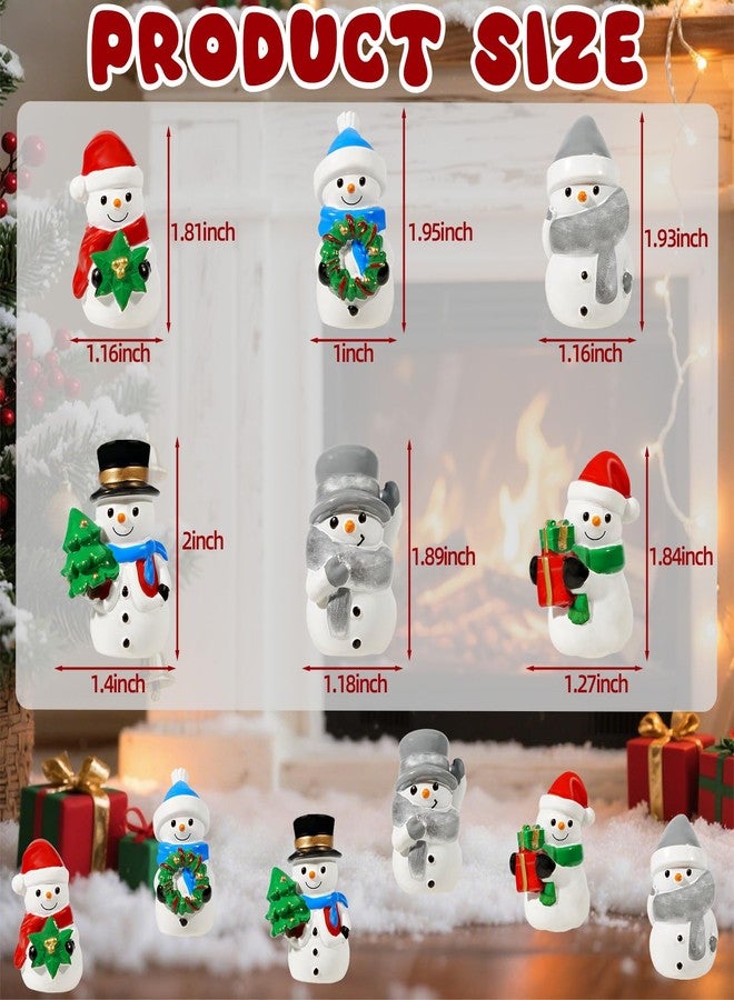 Bbiamsleep 2 Inch Christmas Snowman Figurines, Set of 6 Mini Resin Snowman Figurine Assorted Styles Christmas Miniature Ornaments for Fairy Garden Xmas Snow Globes Home Winter Village Decor - Image 2
