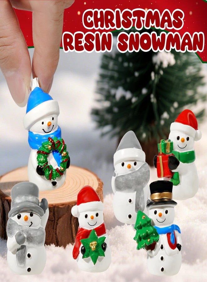 Bbiamsleep 2 Inch Christmas Snowman Figurines, Set of 6 Mini Resin Snowman Figurine Assorted Styles Christmas Miniature Ornaments for Fairy Garden Xmas Snow Globes Home Winter Village Decor - Image 3