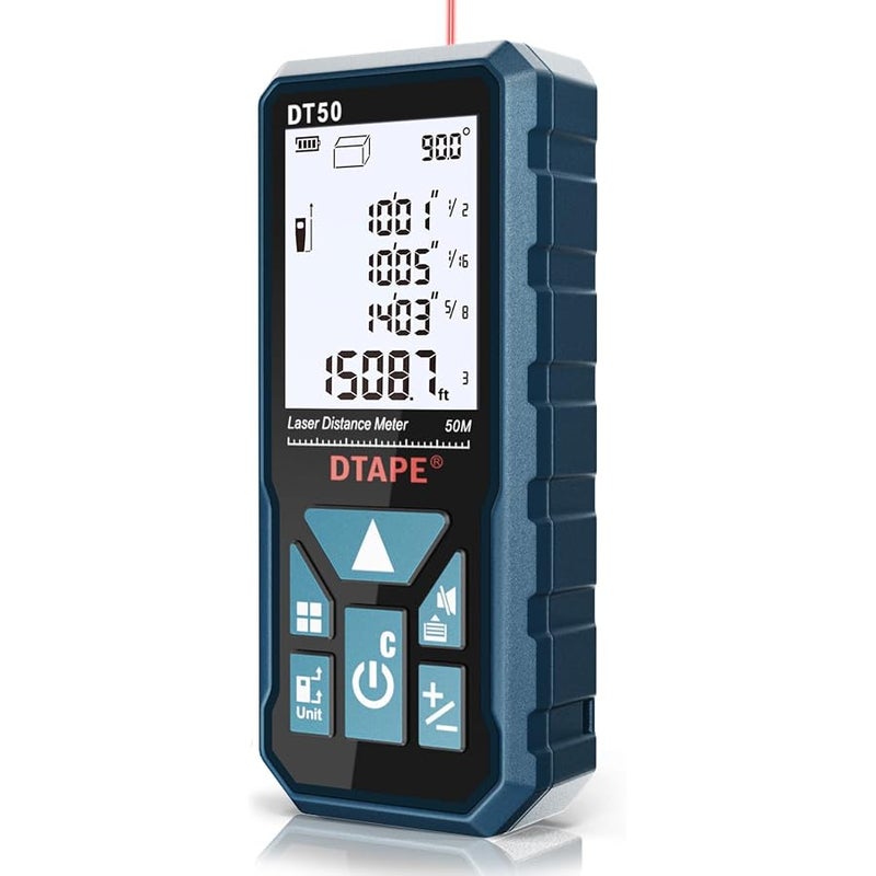 DTAPE Laser Measure, Responsive Laser Distance Meter, 2025 Upgraded Accuracy Digital Measuring Tool, Electric Range Finder with 2 Backlit LCD Display, 7 Measure Modes (Area, Volume, and More) 165 Ft - Image 1