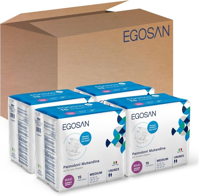 EGOSAN Maxi Incontinence Disposable Adult Diaper Brief Maximum Absorbency and Adjustable Tabs for Men and Women (Medium Case, 60-Count) - Image 2