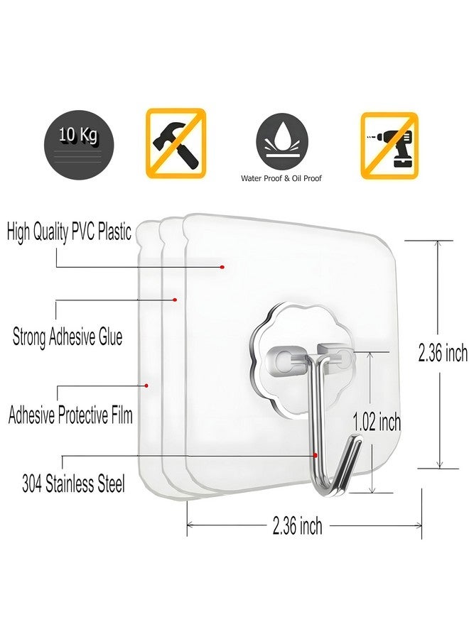 DALUCI DALUCI Adhesive Wall Hooks for Hanging - Strong Wall Hanger Hooks Without Drill, Heavy Duty Stainless Steel Hook - Nail-Free Wall Stick Hooks for Kitchen, Bathroom & Home (Flower Hook, 5)  - Image 2
