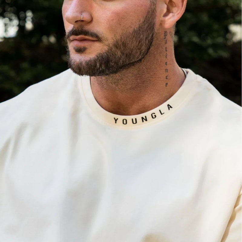 Youngla Men'S Oversized T-Shirt Muscle Sports Fitness Cotton Round Neck Short Sleeve Gym Running Basketball Training - Image 3