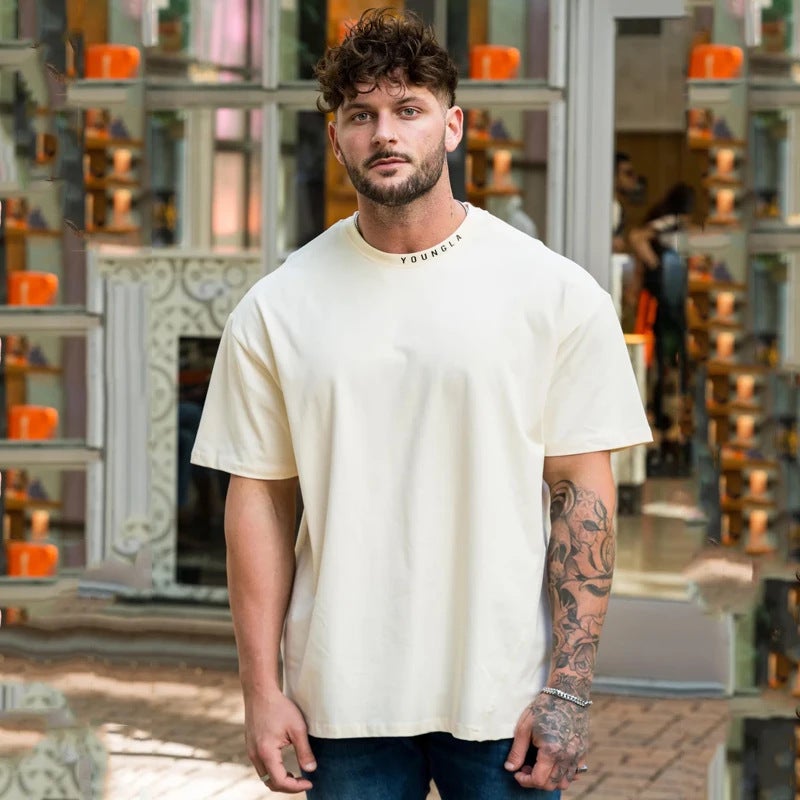 Youngla Men'S Oversized T-Shirt Muscle Sports Fitness Cotton Round Neck Short Sleeve Gym Running Basketball Training - Image 2