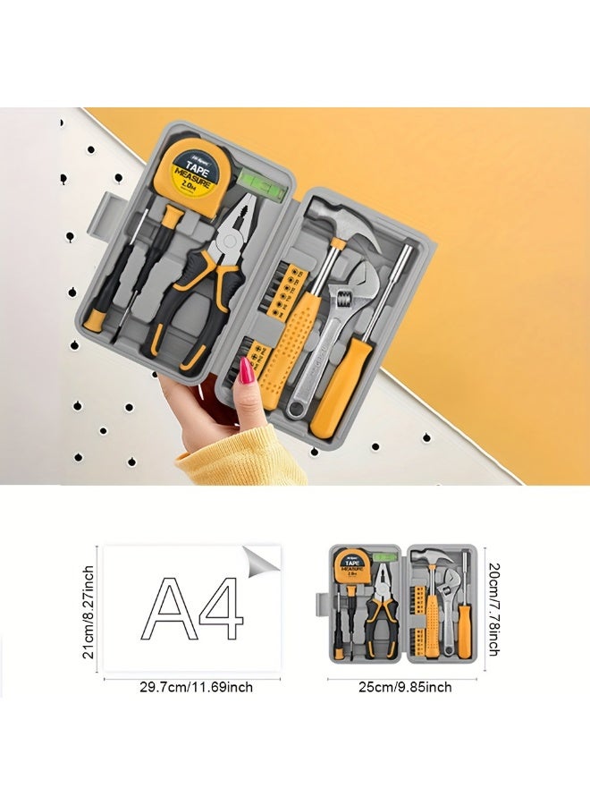 Hi-Spec 20pcs Universal Household Hand Tool Set with Yellow Plastic Toolbox, Durable Basic Tools, Ideal for Dorms, Apartments & Daily Use, Perfect for Women - Image 2