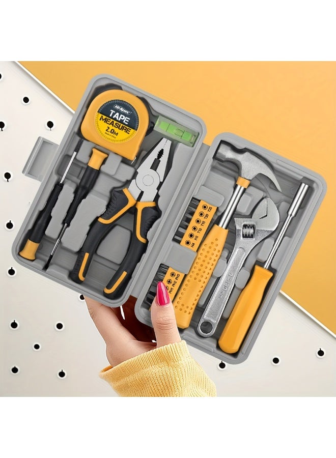Hi-Spec 20pcs Universal Household Hand Tool Set with Yellow Plastic Toolbox, Durable Basic Tools, Ideal for Dorms, Apartments & Daily Use, Perfect for Women - Image 3