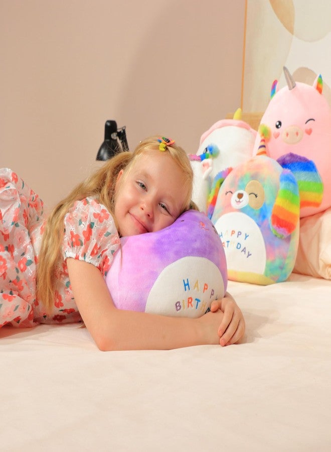 Easfan 12'' Rainbow Birthday Kitty Plush Pillow Soft Cat Plush Toy Cute Kitty Stuffed Animal Home Room Decoration Birthday Gifts for Kids Toddlers - Image 5