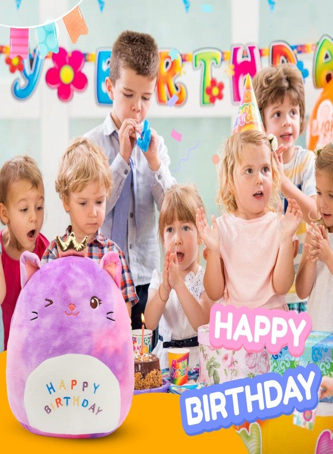 Easfan 12'' Rainbow Birthday Kitty Plush Pillow Soft Cat Plush Toy Cute Kitty Stuffed Animal Home Room Decoration Birthday Gifts for Kids Toddlers - Image 3