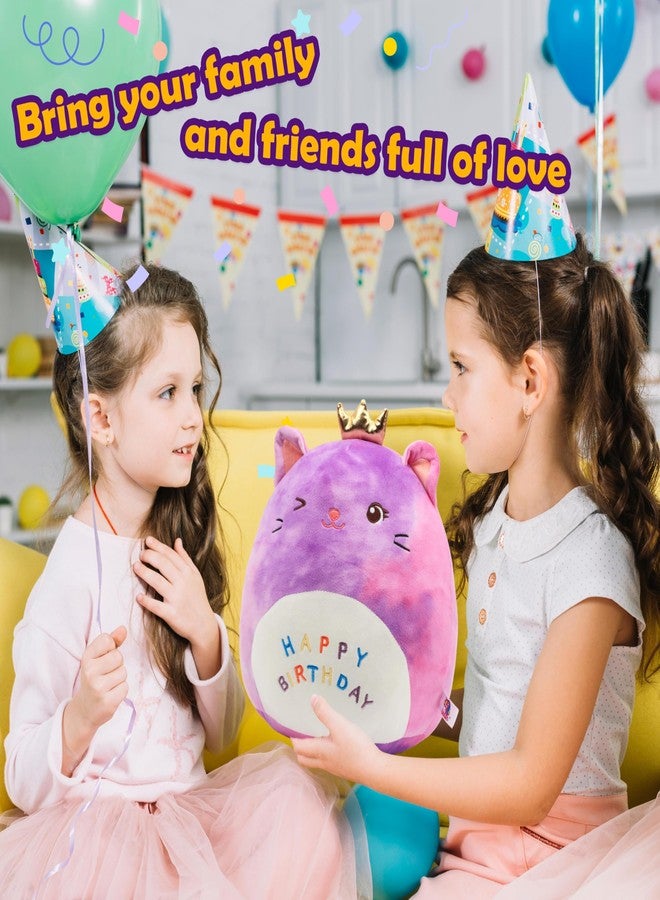Easfan 12'' Rainbow Birthday Kitty Plush Pillow Soft Cat Plush Toy Cute Kitty Stuffed Animal Home Room Decoration Birthday Gifts for Kids Toddlers - Image 2