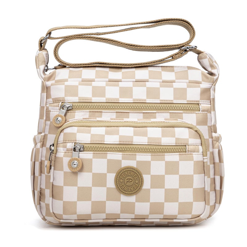 Pealwel Women Shoulder Handbag Roomy Multiple Pockets Bag Ladies Crossbody Purse Tote Top Handle Satchel(Ochre Square) - Image 1