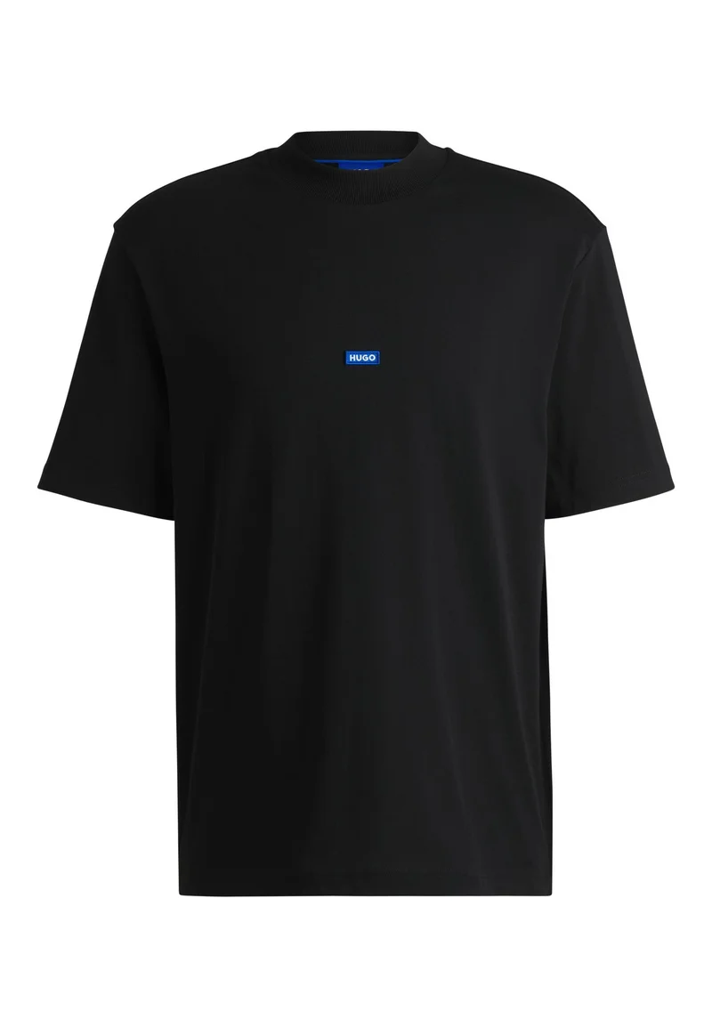 HUGO Cotton-jersey T-shirt with blue logo patch