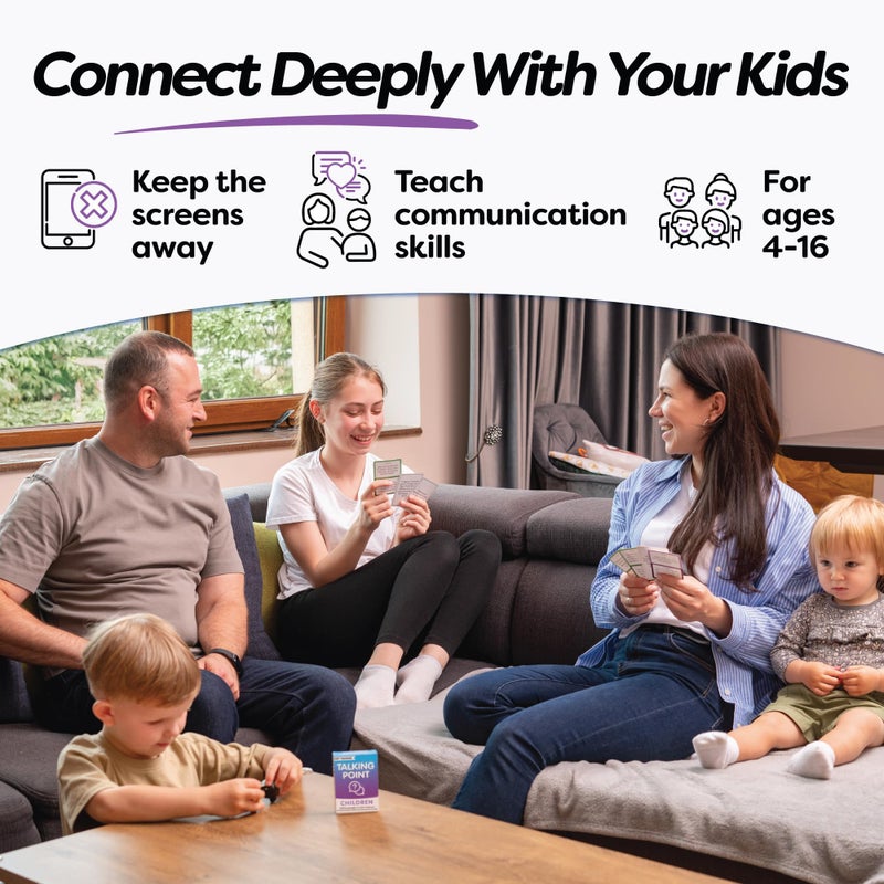 TALKING POINT CARDS GET Talking: Children - 50 Conversation Starter Cards for Kids with 150 Expert-Written Questions - Engaging Learning Activity for Kids That Makes Self-Expression Easier - Reduce Screentime - Image 2