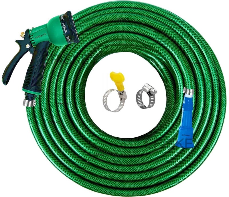 EPISKEY® Heavy Quality Expandable Garden Hose - Flexible Water Pipe with Double Latex Core, 8 Pattern Spray Gun, Braided Outer Layer - Small No Kink Hose (Size : 1/2 inch - Length: 05M_GUN) - Image 1