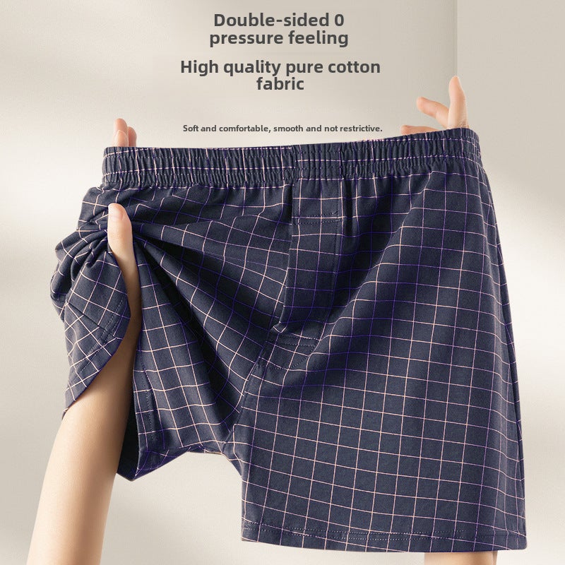 Mens Cotton Boxer Briefs Spring Summer Plaid ginger yellow - Image 3