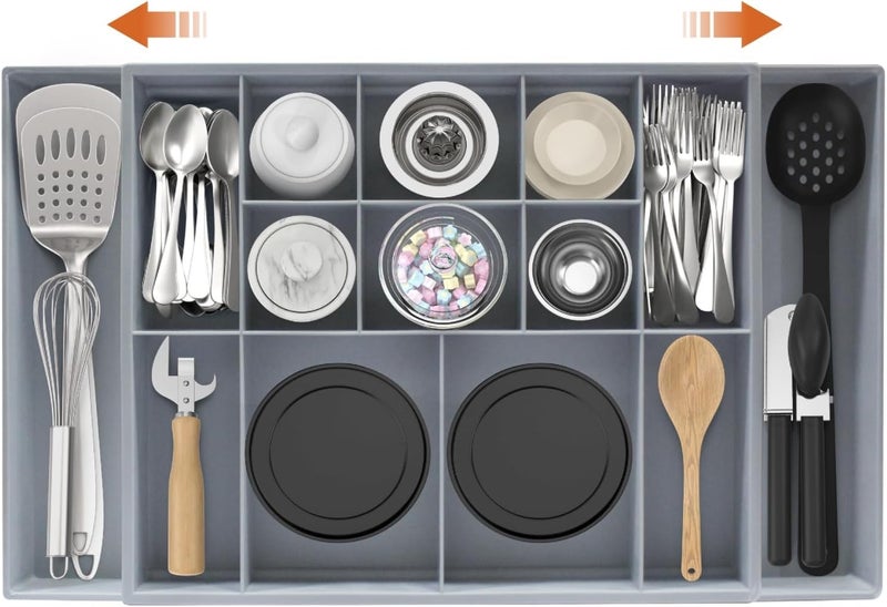 Dravina Expandable Kitchen Organizer for Cutlery, Spices | Adjustable Tray for Kitchens & Drawers | Ideal for Organizing Cosmetics, Stationery in Bedrooms & Washroom|MultiPurpose Drawer Organizer - Image 1