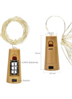 NIYAMAX NIYAMAX 20 LED Wine Bottle Cork Copper Wire String Lights 2M Battery Operated Warm White Pack of 2Battery PoweredCorner  - Image 3