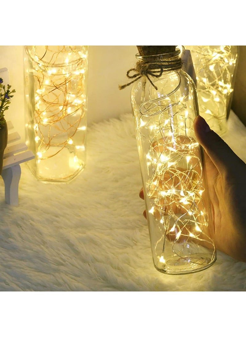 NIYAMAX NIYAMAX 20 LED Wine Bottle Cork Copper Wire String Lights 2M Battery Operated Warm White Pack of 2Battery PoweredCorner  - Image 4