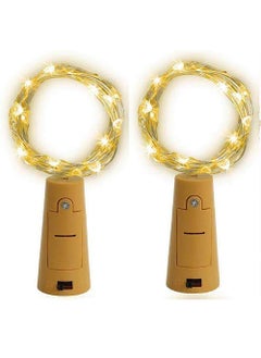 NIYAMAX NIYAMAX 20 LED Wine Bottle Cork Copper Wire String Lights 2M Battery Operated Warm White Pack of 2Battery PoweredCorner  - Image 2