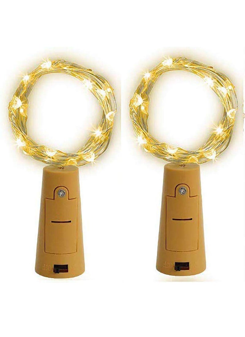 NIYAMAX NIYAMAX 20 LED Wine Bottle Cork Copper Wire String Lights 2M Battery Operated Warm White Pack of 2Battery PoweredCorner  - Image 2