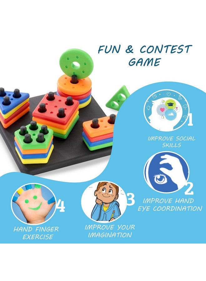 فنبلاست ألعاب فن بلاست لفرز الأشكال، ألعاب فرز التكديس للأطفال، مكعبات مطابقة الأشكال الهندسية للأطفال، ألعاب تعليمية وتعليمية للأطفال - Image 3
