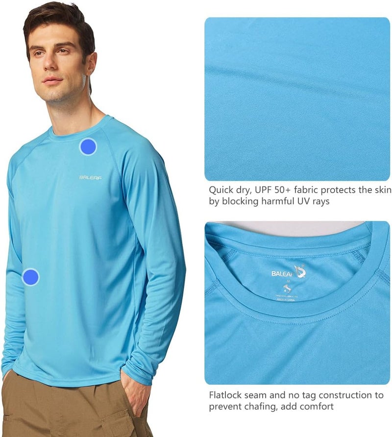 Baleaf Men's Sun Protection Shirts UV SPF UPF 50+ Long Sleeve Rash Guard Fishing Running Quick Dry Lightweight - Image 3