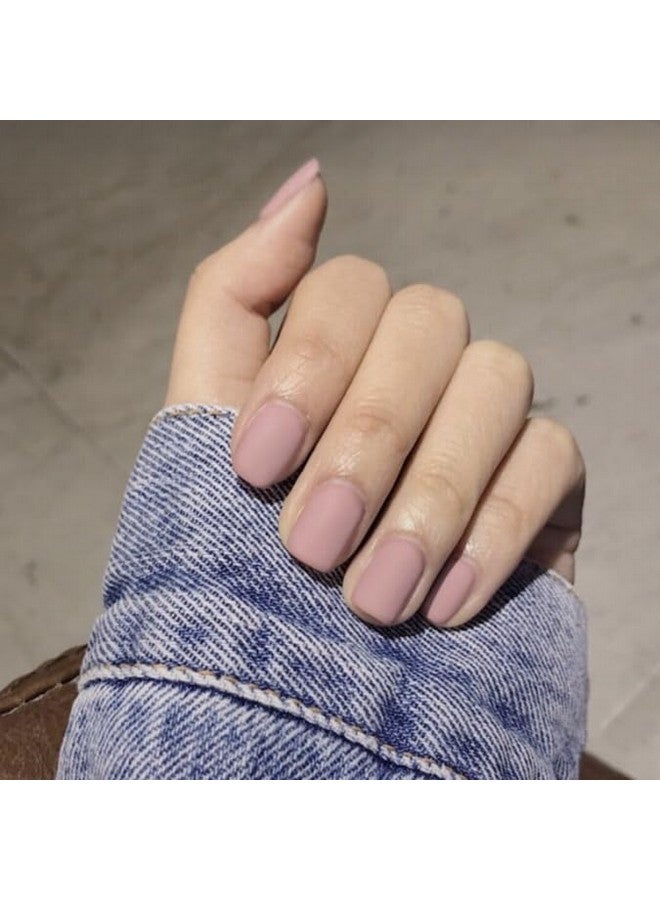 KLOSS BEAUTY Jlo Short Square Press On Nails Artificial Nails, Reusable Fake Nails, Set Of 22 False Nails Universally Sized Nail Extensions For Women Press- On Nails, Longlasting Fake Nails With Glue Matt Finish ( Nude Shade With Brown And Pink Undertones ) - Image 1