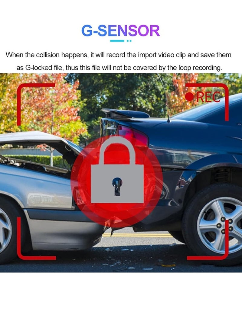 AROAQ Car Dash Camera, 3" 1080p HD Car DVR Dash Camera, 170° Wide Angle Video Recorder With Night Vision, Dual Rotatable Lens Rear View Camera  With Loop Recording And G-sensor, (Front + Rear + WIFI) - Image 5