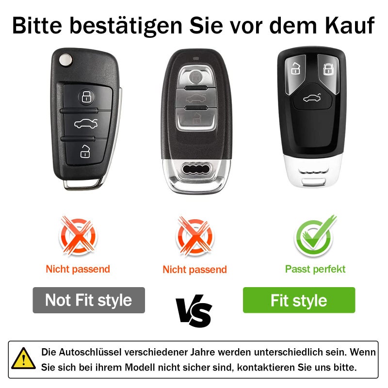 OATSBASF Car Key Case Compatible With Audi A4L A6L A8 Q5 Q7 TTS TT, Seat 3-Button Cover TPU Box (P-Silver) - Image 2