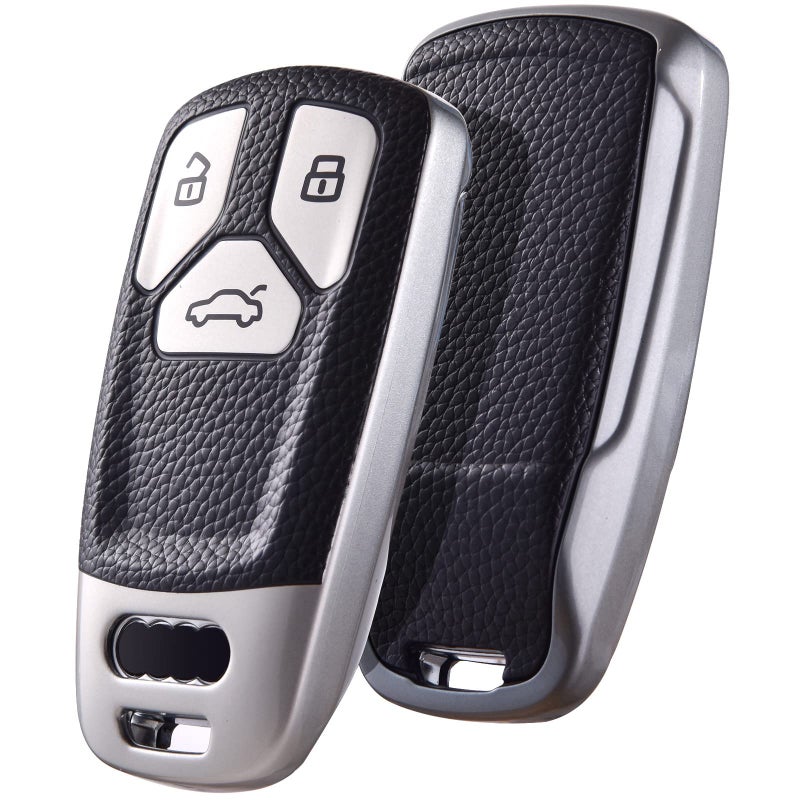 OATSBASF Car Key Case Compatible With Audi A4L A6L A8 Q5 Q7 TTS TT, Seat 3-Button Cover TPU Box (P-Silver) - Image 1