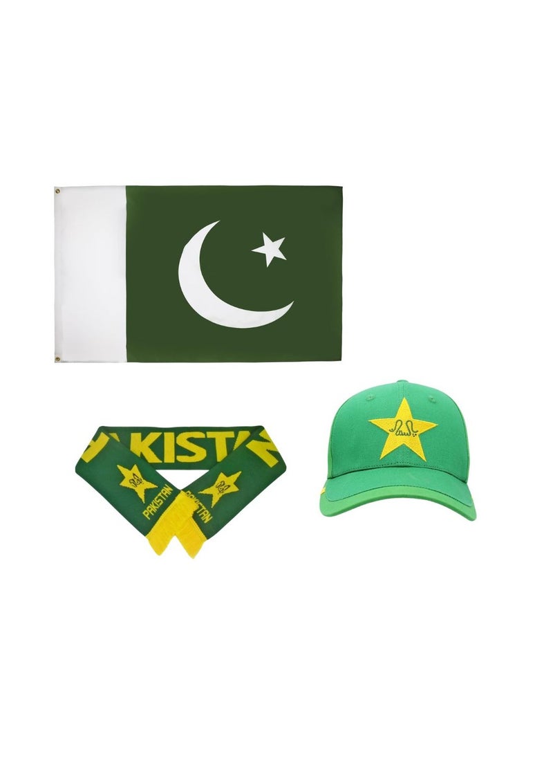 PRINTSHOP4ME Pakistan Scarf,Cap&Flag-Perfect For Sports Fans,Celebrations National Event&Celebration Accessories Show Your Support Pakistan  - Image 1