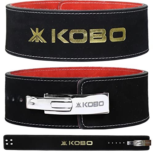 Kobo 13mm Lever Belt Weight Lifting Gym Fitness, Natural Genuine Leather, 4” Wide Back Support, 9 Adjustable Holes, Powerlifting Bodybuilding Deadlift Squat Workout Strength Training, Men Women WTB-15 - Image 1