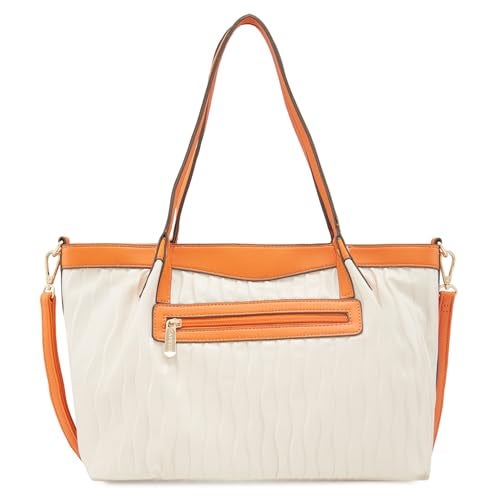 Caprese Shyla Satchel, Cream-Large | Sleek Solid Designed Shoulder Bag for Women with Adjustable Sling Strap | Spacious Compartments | Perfect for Casual/Party & Daily Use - Image 2