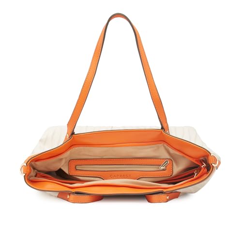 Caprese Shyla Satchel, Cream-Large | Sleek Solid Designed Shoulder Bag for Women with Adjustable Sling Strap | Spacious Compartments | Perfect for Casual/Party & Daily Use - Image 4