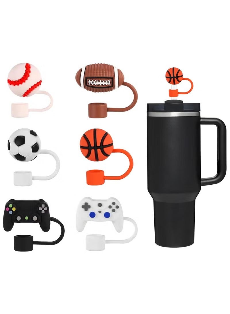 Straw Cover Cap for Stanley Cup, 6Pcs Silicone Straw Covers Cap Toppers for Stanley Cup 40&30 Oz, Boys/Girls Reusable Straw Tip Covers Compatible with Stanley, Hydro Flask and other 10mm Straws  - Image 1