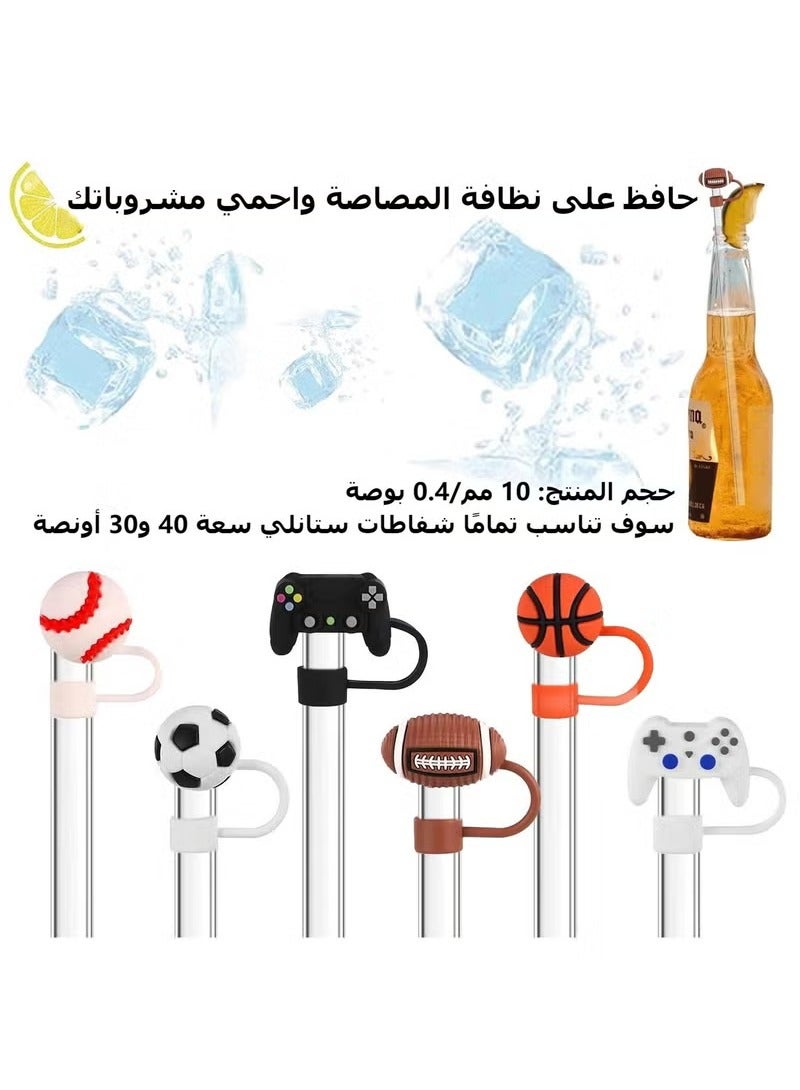 Straw Cover Cap for Stanley Cup, 6Pcs Silicone Straw Covers Cap Toppers for Stanley Cup 40&30 Oz, Boys/Girls Reusable Straw Tip Covers Compatible with Stanley, Hydro Flask and other 10mm Straws  - Image 2