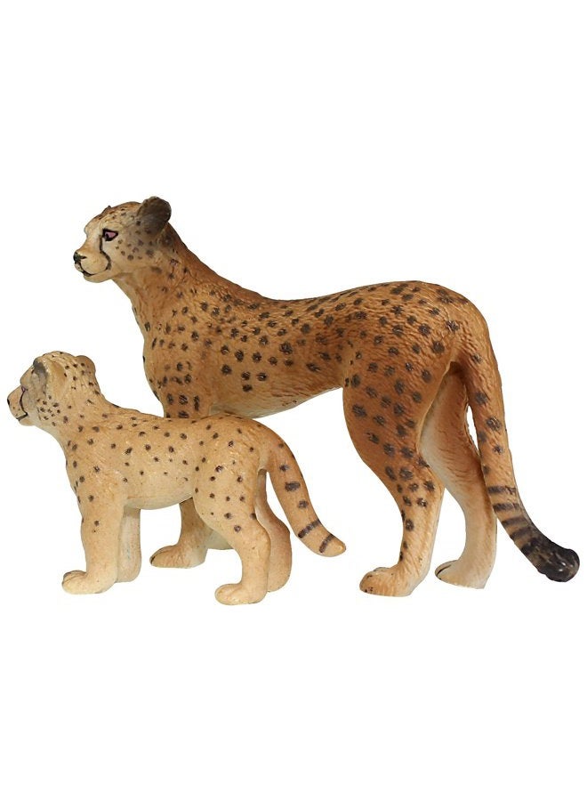 FUNSHOWCASE African Jungle Animals Toy Cheetahs Figure Realistic Plastic Figurine Playset Lot 2-Piece - Image 1