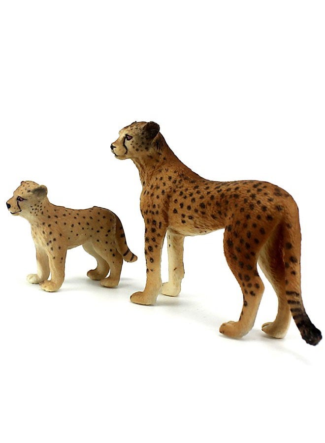 FUNSHOWCASE African Jungle Animals Toy Cheetahs Figure Realistic Plastic Figurine Playset Lot 2-Piece - Image 2