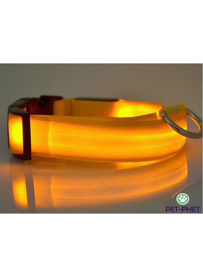 PET-PHET LED Dog Collar – Night Safety, Night Walk, Camping and HICKING - Glow in The Dark - 3 Light Modes - Great Battery Life - X-Small Yellow - Image 2