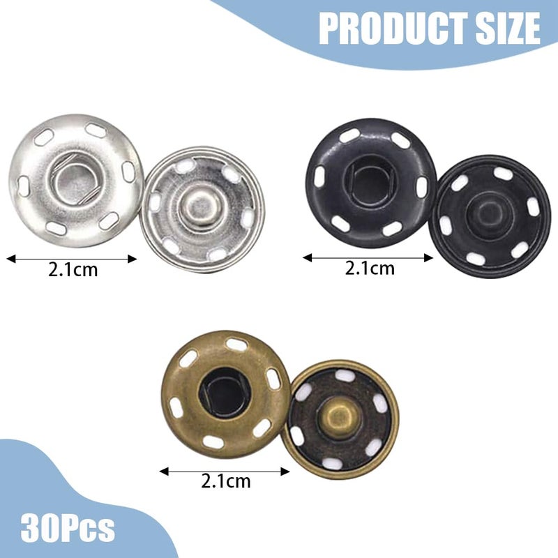 TRKETK 30 Pieces Sewing Buttons 21 mm Metal Snap Fasteners for Clothes, Wallets, Crafts, Crafts, Clothes, Handbags - Image 2