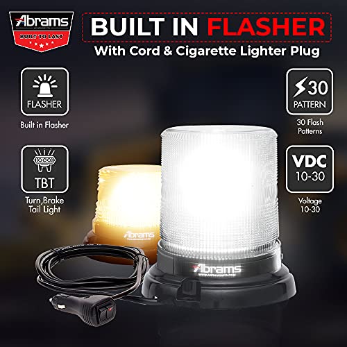 Abrams 7" Inch StarEye LED Beacon Dome [12 LED] [36W] Roof Top Permanent Mount [SAE Class-1] [30+ Flash Patterns] [IP67] Construction Vehicle Cars and Trucks Amber Flashing Warning Strobe Beacon Light - Image 5