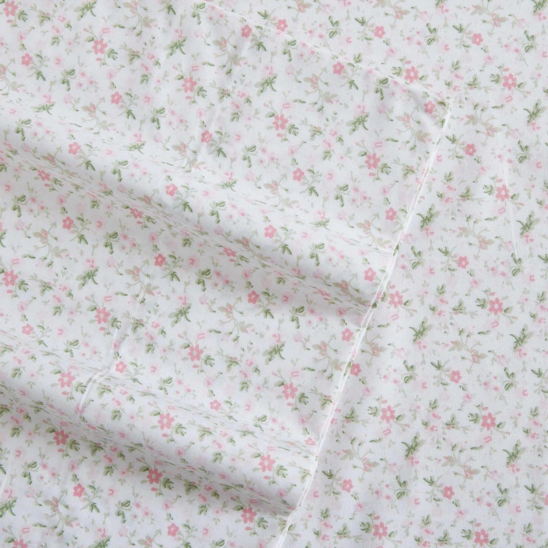 Laura Ashley - Twin Sheets  Cotton Percale Bedding Set  Lightweight & Breathable Home Decor (Evie Pink  Twin)