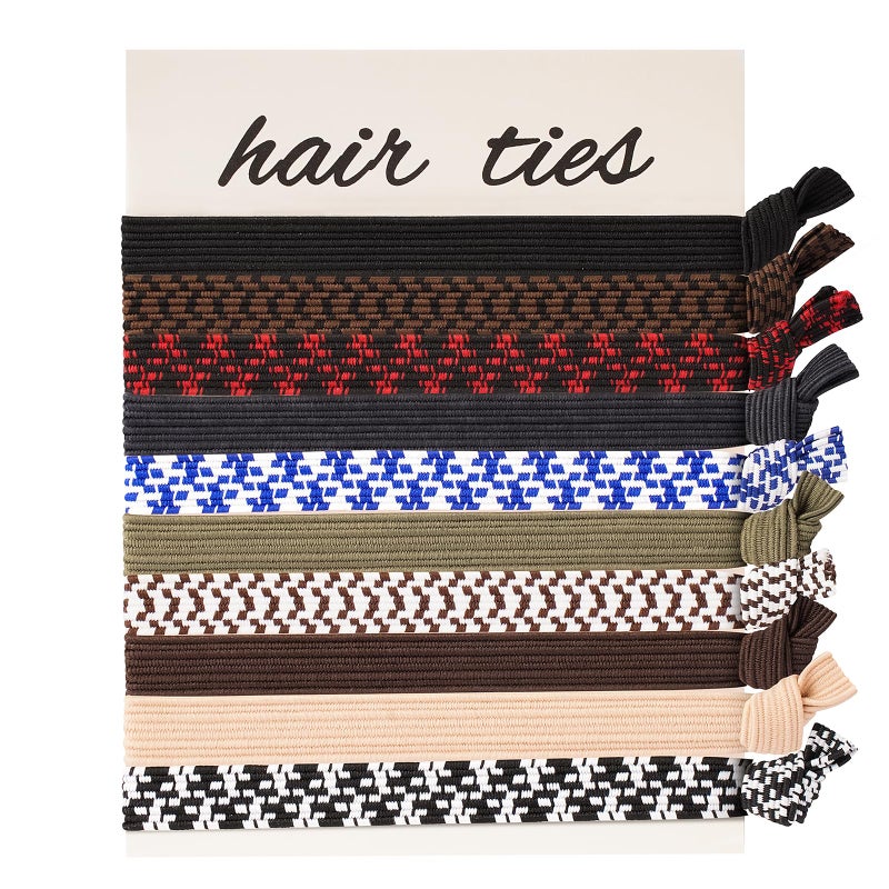EasYoung 10-Pcs Knotted Wide Hair Ties for Men with Long, Curly, Thick or Dense Hair - Elastic No-Crease Coils for Buns - Image 1