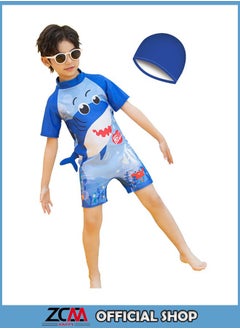 ZCM-HAPPY Children'sOne Piece Swimsuit Cute Children's Swimsuit Water Sports Sunscreen Swimsuit With Swimming Cap  - Image 1