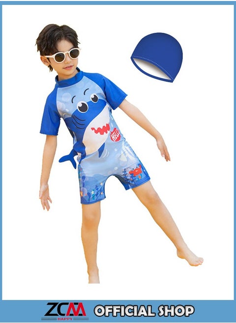 Children'sOne Piece Swimsuit Cute Children's Swimsuit Water Sports Sunscreen Swimsuit With Swimming Cap