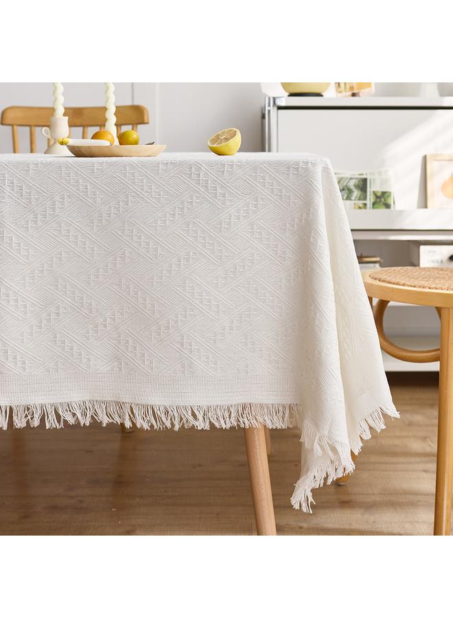 Bluejw French Cream Cotton Linen Style Tablecloth Advanced Atmosphere Photo Decorative Tablecloth Coffee Table Cover Towel Rectangular Tablecloth - Image 1